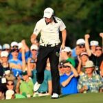 Rory McIlroy después de convertir el putt del 17 en birdie Rory McIlroy después de convertir el putt del 17 en birdie