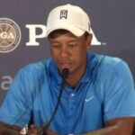Tiger Woods en Sala Prensa tras finalizar la segunda ronda