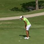 Carlota Ciganda, para par, en el green del 13
