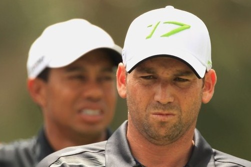 Sergio García, en primer plano, y Tiger Woods. Foto: Scott Halleran/Getty Images