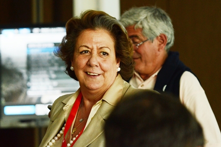 Rita Barberá, en la Sala de Prensa durante su visita al Parador de El Saler