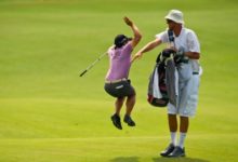 Así celebró su ‘eagle’ en el US Open: ¡por todo lo alto!