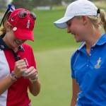 Charley Hull gets Paula Creamer to sign her ball after beating her