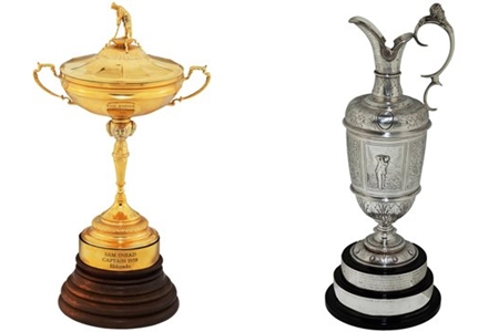 Algunos de los trofeos subastados de Sam Snead. Foto Cortesía de Heritage Auctions