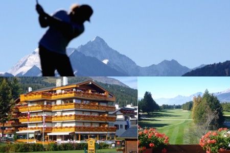 Arriba, la silueta de Jiménez en Crans-Sur-Sierre. Abajo, el hotel 'Miedzor' donde el malagueño reserva la habitación