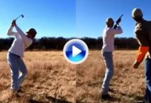 Rocambolesca afición: Golf y tiro al blanco, todo en uno (VÍDEO)