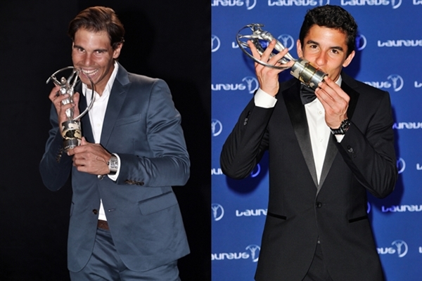 Rafa Nadal y Marc Márquez. Photos: Clive Brunskill y Mike Hewitt Getty Images for Laureus
