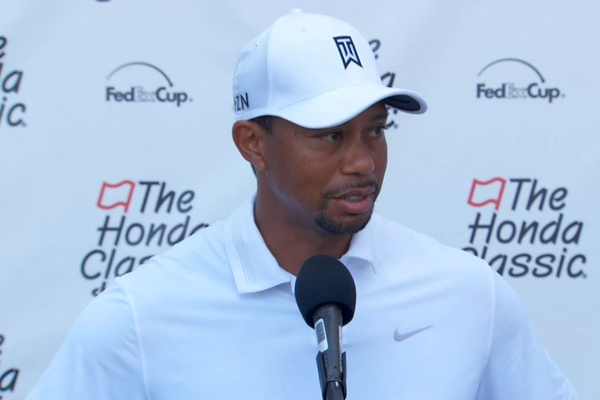 Tiger Woods durante la conferencia de prensa en el Honda Classic