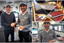 Alejandro Cañizares recibió de PING su «putter» de oro por el triunfo en Marruecos