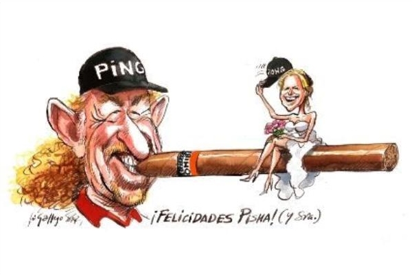 Imagen del dibujo realizado por Gallego y Rey, humoristas gráficos de 'El Mundo', para felicitar a la pareja