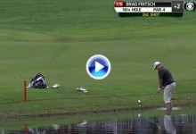 Brad Fritsch salvó el par en el 18 del TPC Southwind metiéndose dentro del agua (VÍDEO)