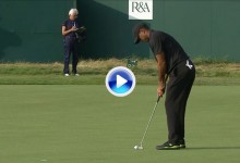 Este tenso putt en el 18 desde casi tres metros evitó que Tiger Woods se fuera a casa (VÍDEO)