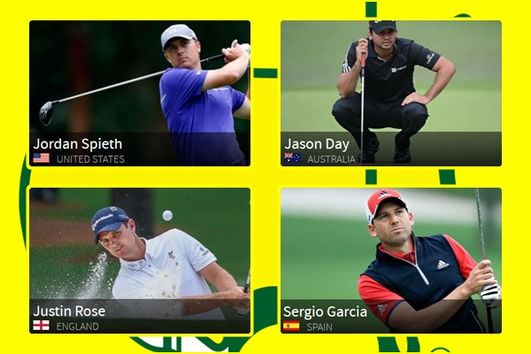 Jordan Spieth, Jason Day, Justin Rose y Sergio García. Foto: The Masters