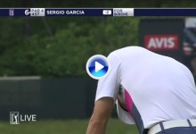 Sergio García no se lo podía creer. La bola se quedó coooooolgando en el hoyo 6 en Houston (VÍDEO)