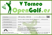Ya está aquí la 5ª edición del Torneo OpenGolf. La cita es el 30 de julio en Font del Llop (Alicante)