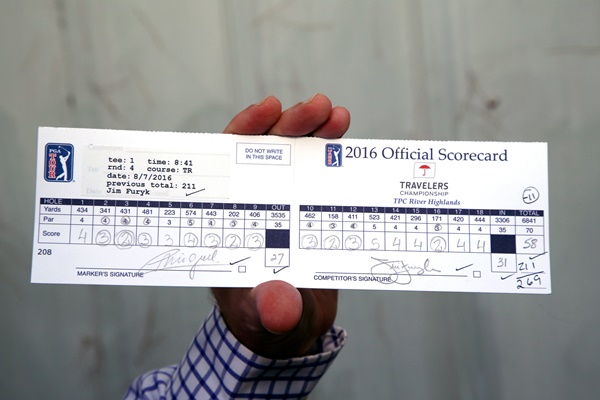 Guarden esta tarjeta, porque ya es historia viva del golf. Foto: @PGATour