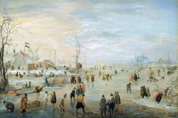 En invierno se jugaba también sobre ríos helados, como muestra la pintura