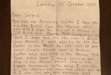 Un joven seguidor envía una carta a Sergio Garcia, su “jugador favorito”, y este la publica en las redes