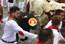 Los Jandilla dejan 7 heridos, uno de ellos por asta de toro, en el 7º encierro de San Fermín ’18 (VÍDEO)