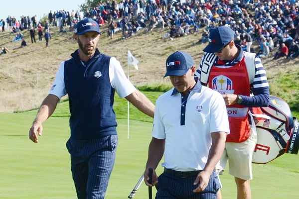 Dustin Johnson y Brooks Koepka durante los Fourballs del sábado. Foto OpenGolf.es