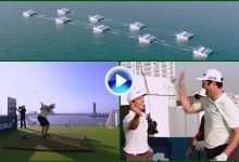 Espectacular reto de Rahm, Molinari y Olesen desde la cubierta del Queen Elizabeth II (VÍDEO)