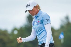Stacy Lewis of the USA celebrates her win