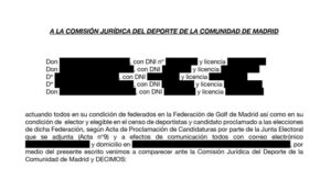 Escrito Madrileños por el Golf Junta Electoral