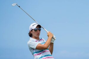 Carlota Ciganda of Spain in action on the 5th tee during the 3rd round