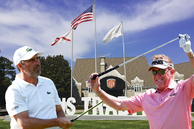 José María Olazábal y Miguel Ángel Jiménez en el Regions Tradition Cartel. Foto @ChampionsTour