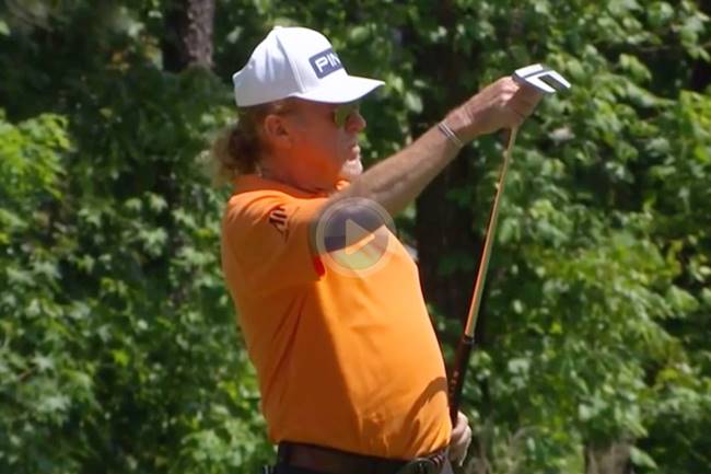 Miguel Ángel Jiménez birdie fuera del green