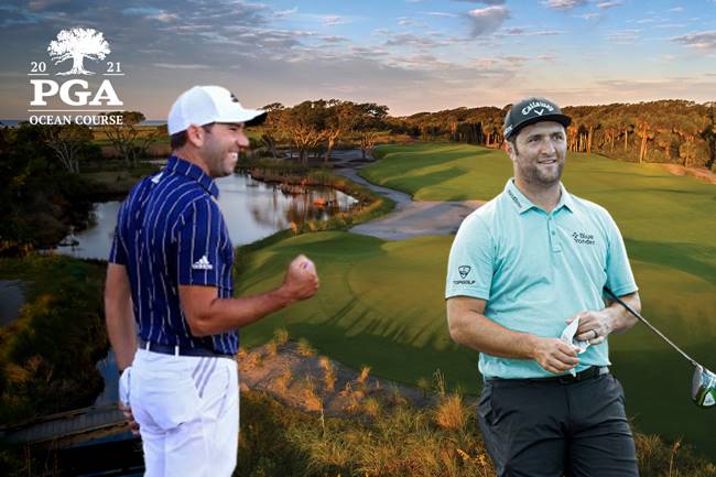 Sergio García y Jon Rahm en el Hoyo 1 Ocean Course