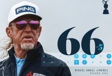 Miguel Ángel Jiménez se gusta en el Senior Open y se despide del primer día como líder en solitario