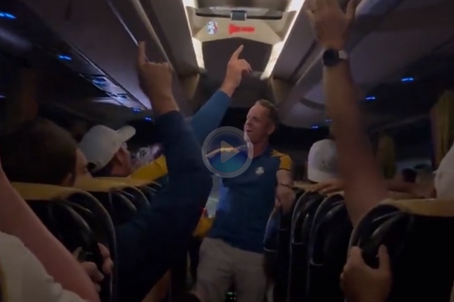 Luke Donald se animó con el We are the champions en el autobús que conducía al equipo europeo