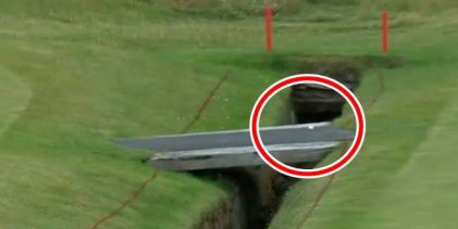 En el Golf también hay que tener suerte y Harman la tuvo en este puente por donde rodó la bola
