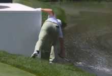 Rory McIlroy, desesperado, envió su madera 3 al agua tras un mal golpe en el 17 de Castle Pines