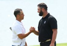 Jon Rahm saldrá en el penúltimo partido este sábado, camino del oro, junto a Detry y Pan