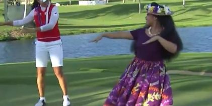 La ganadora del LOTTE Championship celebró su triunfo bailando el «Hula», baile típico hawaiano