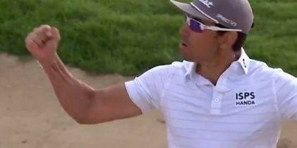 Rafa Cabrera consiguió en el Abu Dhabi HSBC uno de los mejores golpes desde el bunker