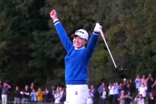 Rio Takeda se estrena en la LPGA en el 6º hoyo de PlayOff con este putt. Su 8º título en este 2024