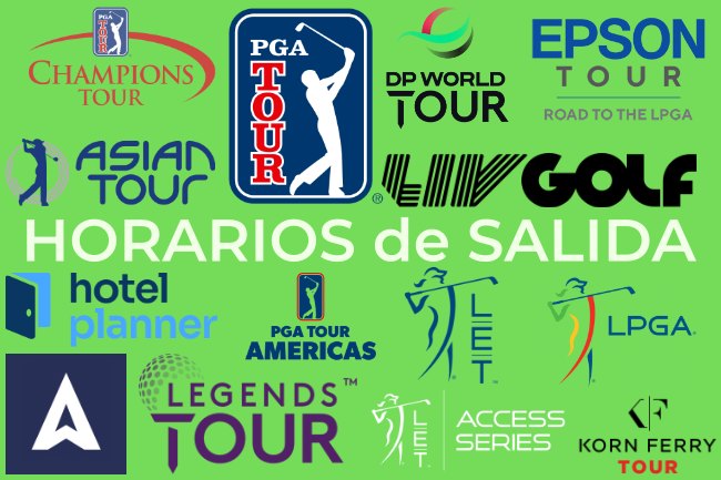 Champions Tour, DP World Tour, Horarios Golf, Ladies European Tour, Legends Tour, LPGA Tour, PGA Tour, Tee Times Golf