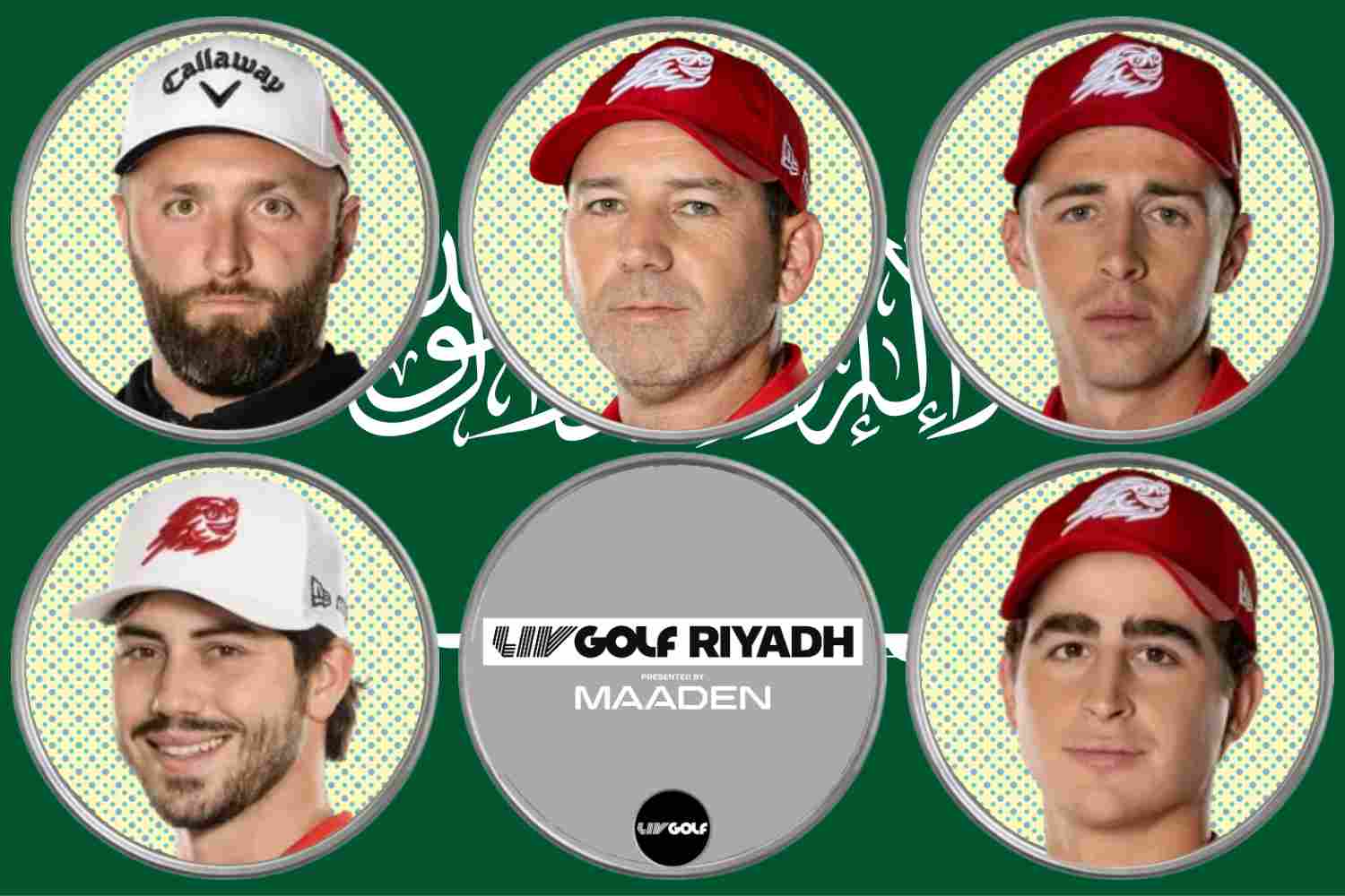 David Puig, Jon Rahm, Josele Ballester, LIV Golf League, LIV Golf Riyadh, Luis Masaveu, Ollie Schniederjans, Riyadh Golf Club, Sergio García,